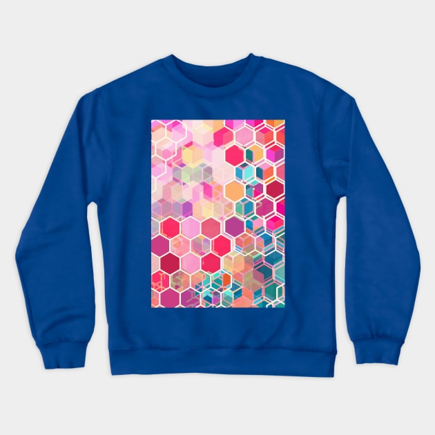 Rainbow Honeycomb - colorful hexagon pattern Crewneck Sweatshirt by micklyn